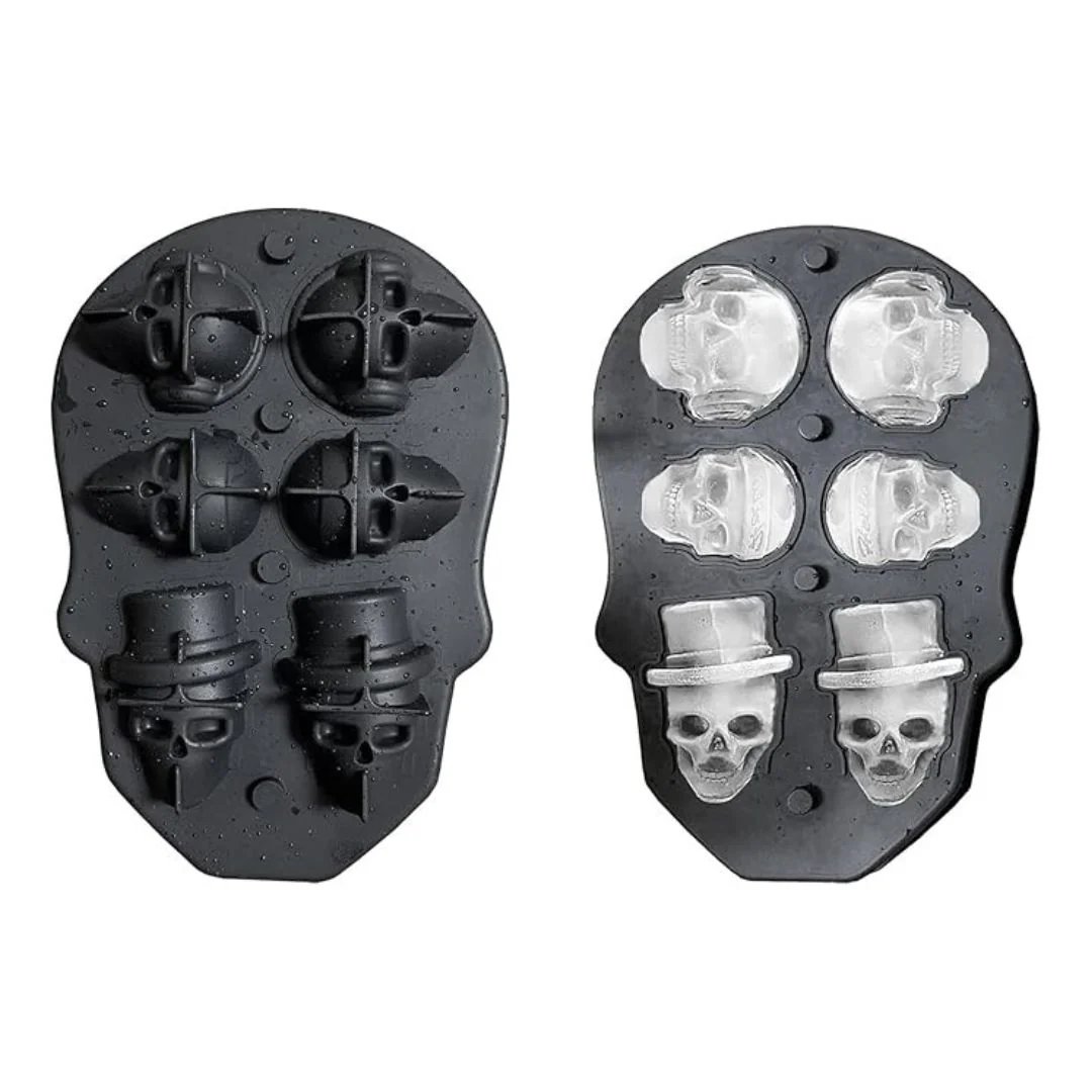 3D Skull Mold Tray | 6 Cavity Silicone Mold for Drinks &amp; Desserts