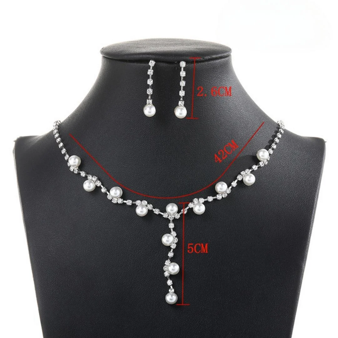 A Pearly Affair Necklace | Zigzag Rhinestone and Pearls Set - Image 4