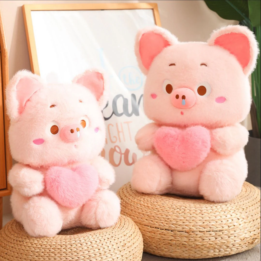Adorable Pink Pig Plush Toy with Heart – The Perfect Hug Buddy!