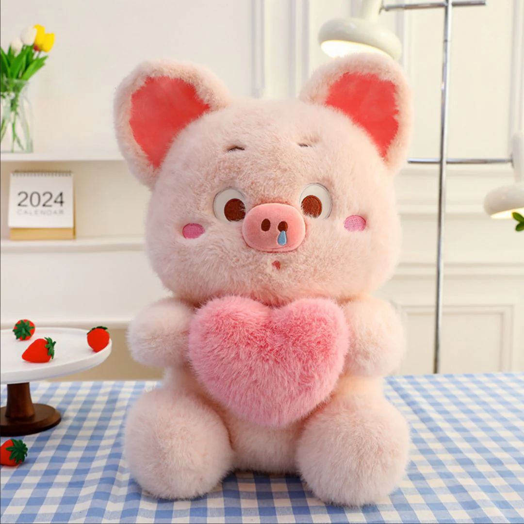 Adorable Pink Pig Plush Toy with Heart – The Perfect Hug Buddy! - Image 2