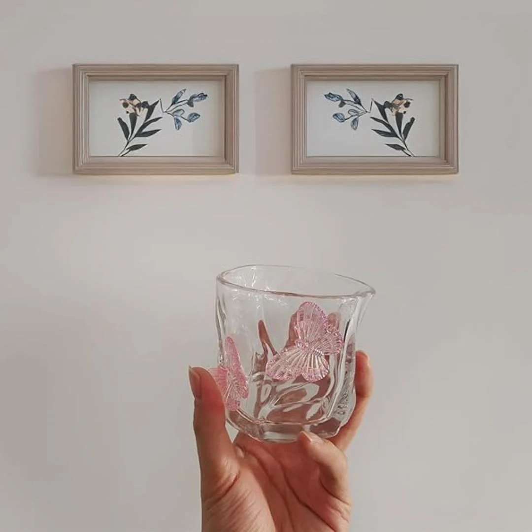 Aesthetic Butterfly Glass Cup – 3D Butterfly Embellished Drinking Glass - Image 2
