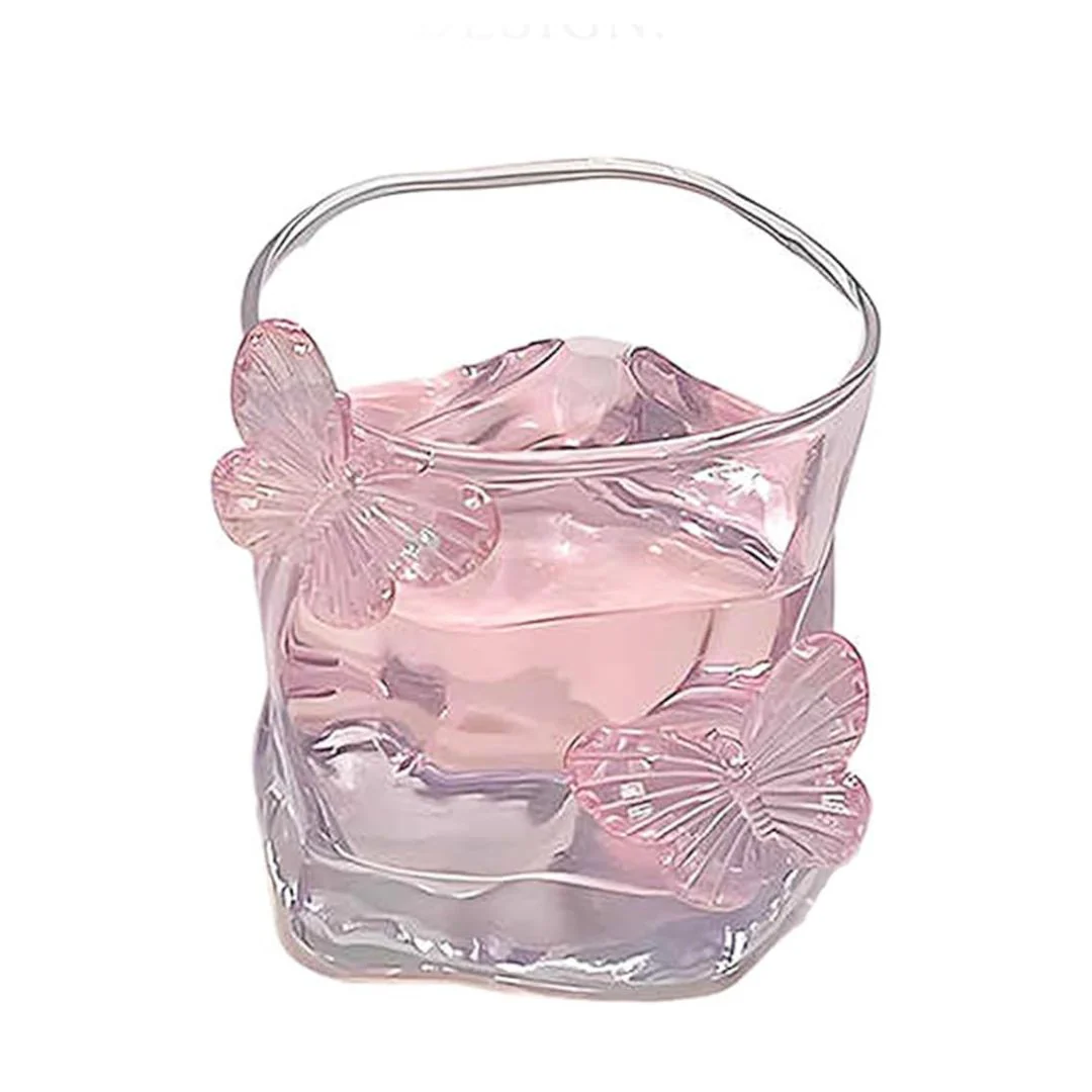 Aesthetic Butterfly Glass Cup – 3D Butterfly Embellished Drinking Glass - Image 3