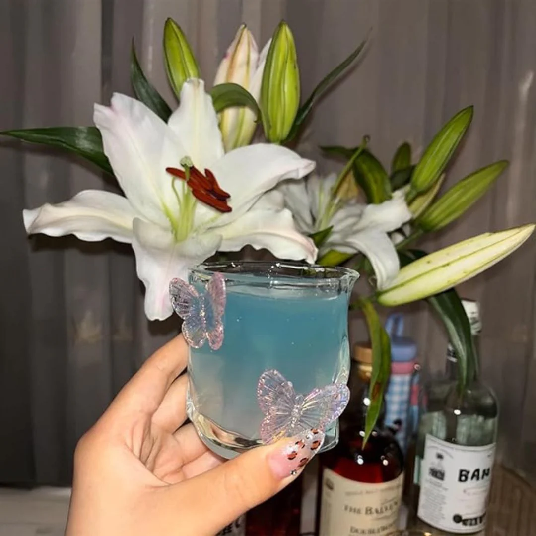 Aesthetic Butterfly Glass Cup – 3D Butterfly Embellished Drinking Glass - Image 6