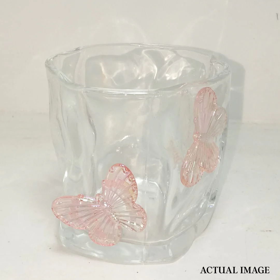 Aesthetic Butterfly Glass Cup – 3D Butterfly Embellished Drinking Glass - Image 8