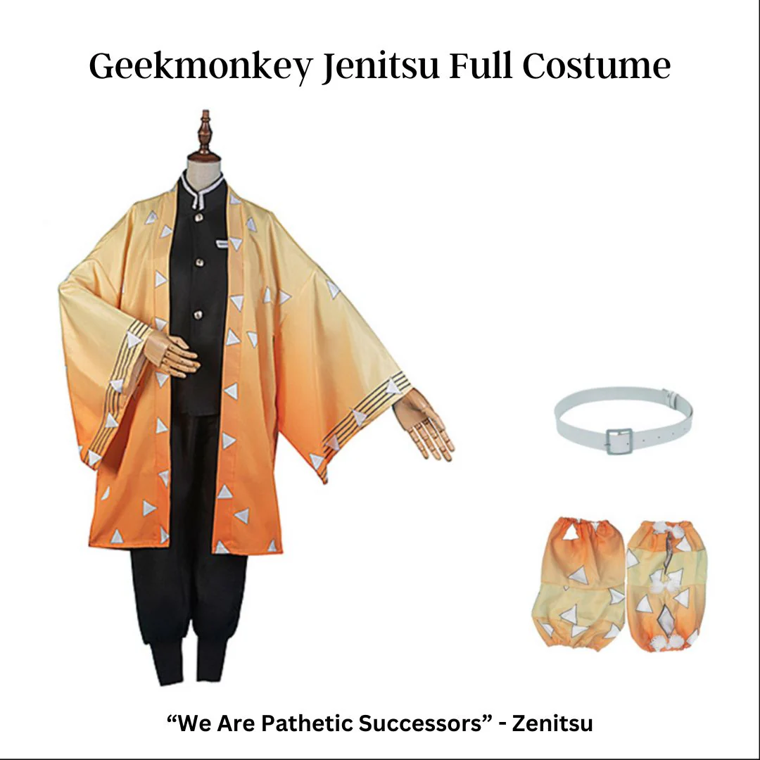 Demon Slayer Agatsuma Zenitsu Cosplay Costume | Kimono Haori Uniform with Belt [No Wig] [Size M] - Image 5