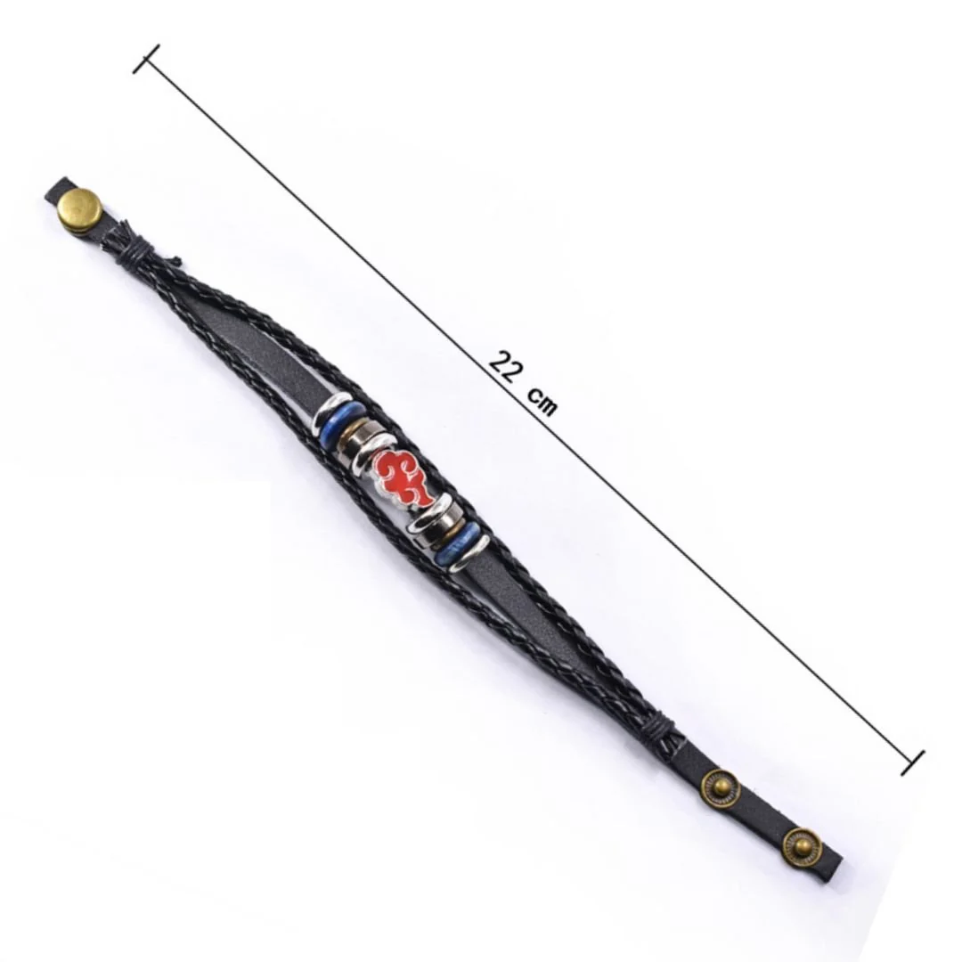 Akatsuki Cloud Leather Bracelet | Anime Jewelry | Adjustable Bracelet [Multi-Layer] - Image 3