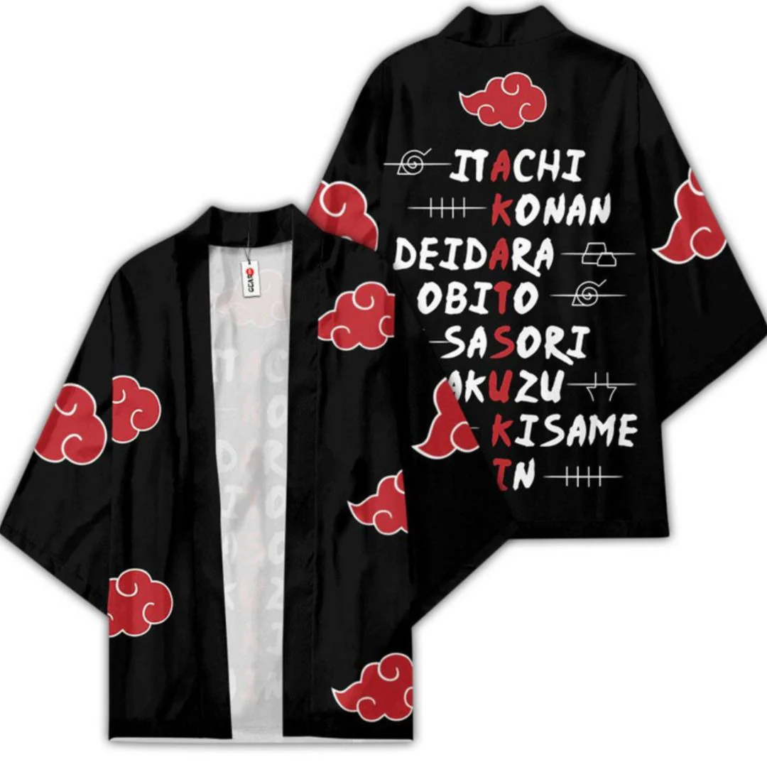 Akatsuki Cosplay Dress-Up Shirt | Itachi Kimono with Word Grid [freesize]