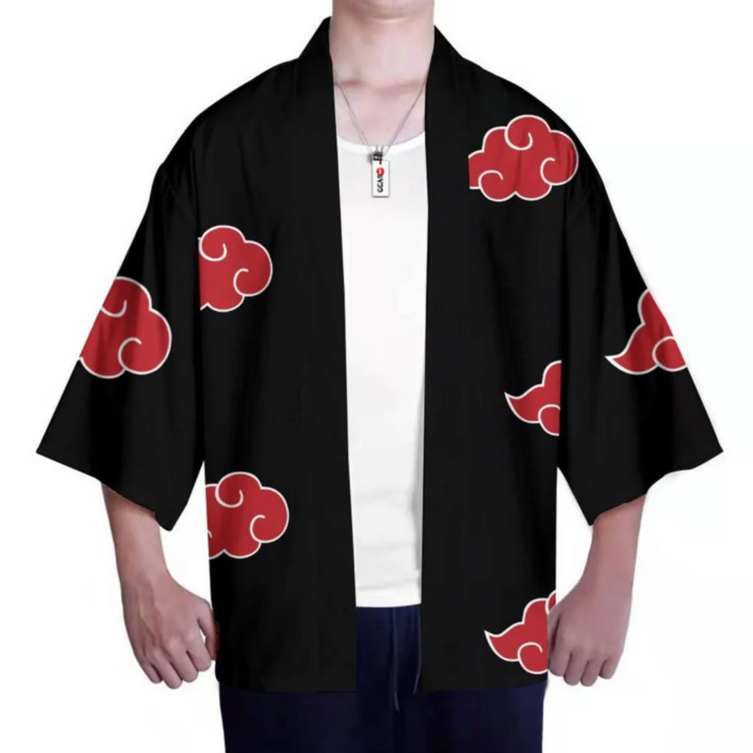 Akatsuki Cosplay Dress-Up Shirt | Itachi Kimono with Word Grid [freesize] - Image 2