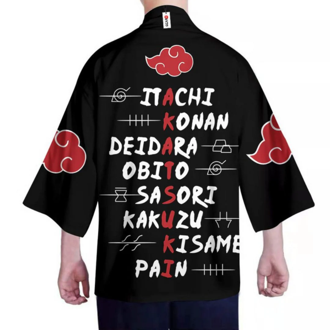 Akatsuki Cosplay Dress-Up Shirt | Itachi Kimono with Word Grid [freesize] - Image 3