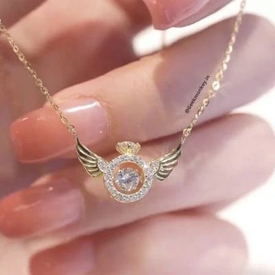Angel Wings Necklace - Solitaire Ring Rotating Necklace - Image 2