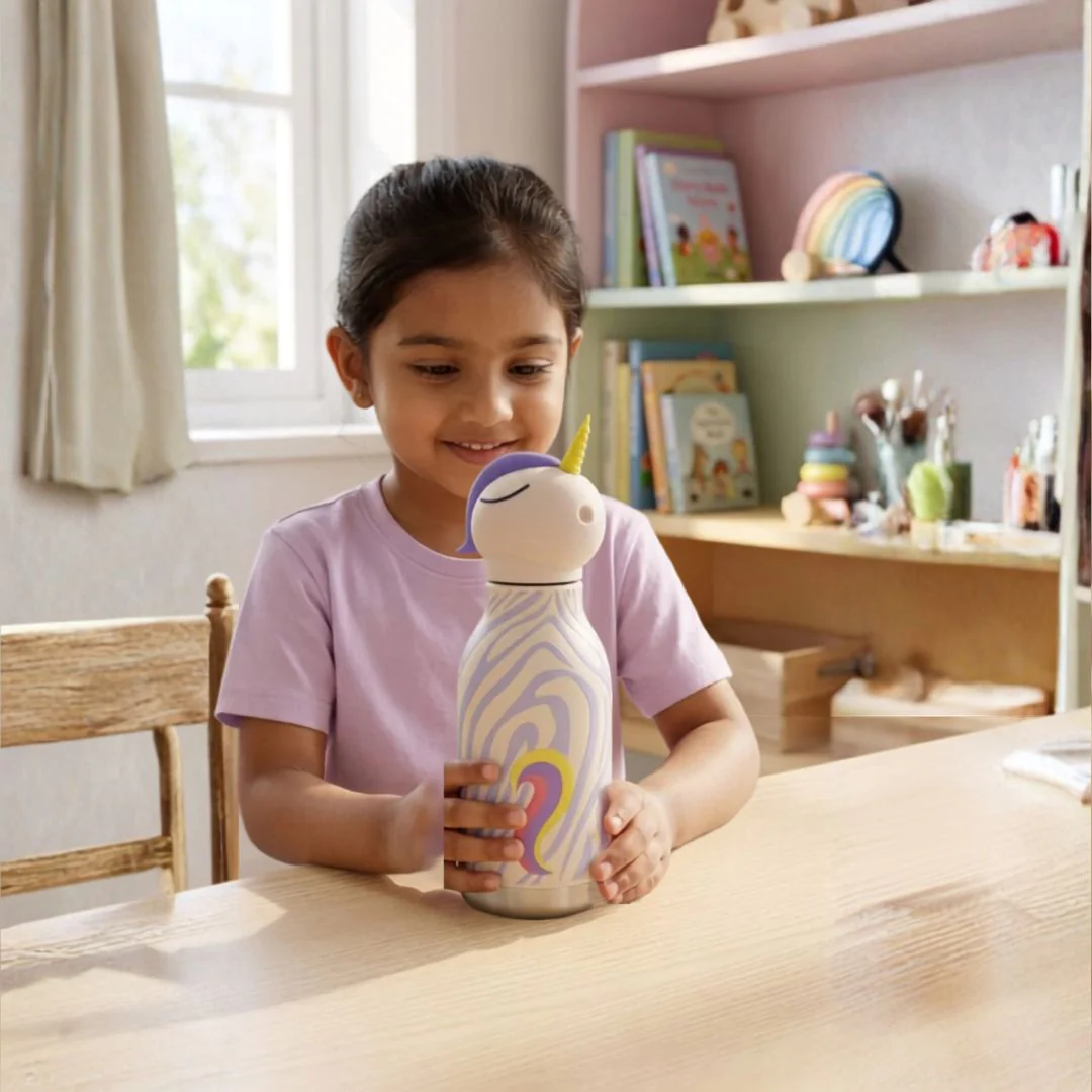 Animal Friends Stainless Steel Kids Water Bottle With Silicone Cover