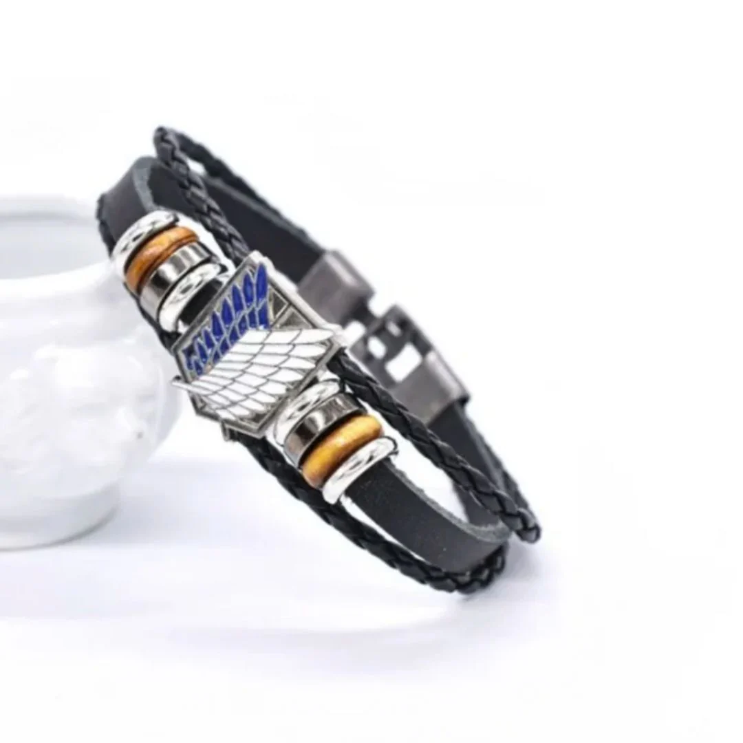 Attack on Titans Bracelet | Multi-Layer Leather Bracelet with Metal Charm - Image 2