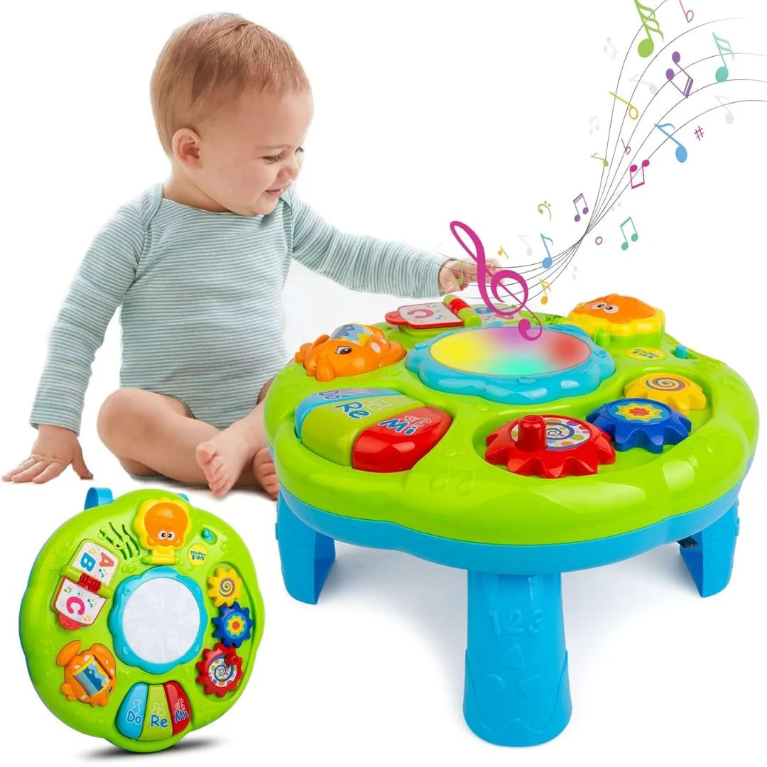 2-in-1 Baby Musical Activity Table (24M+) | Convertible Floor Play Panel, Lights & Sound
