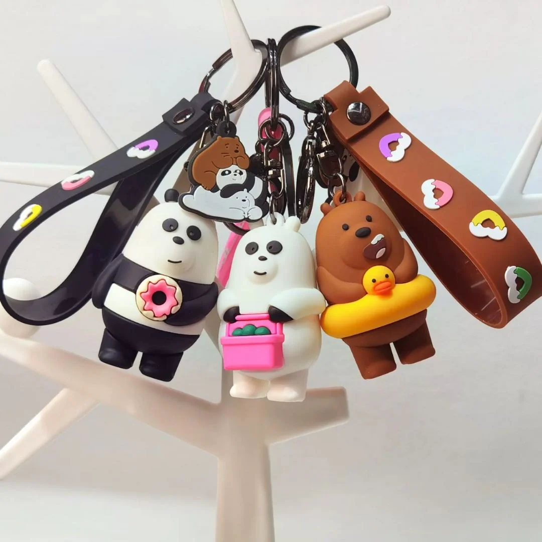 Bare Bears 3D Silicon Keychain With Strap [3D] | Celebrate your Sibling Bonds