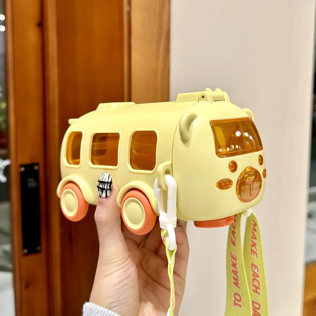 Pookie Bear Bus Sipper | Bottle With Straw n Straps - 500mL - Image 4