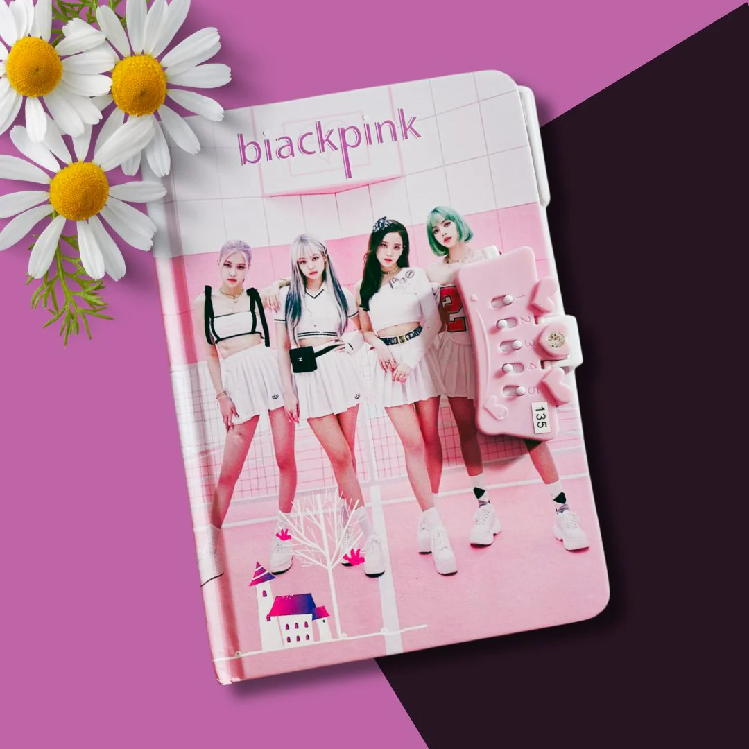 BlackPink Hard Cover Notebook with Number Lock for K-Pop Fans [Free Pen]