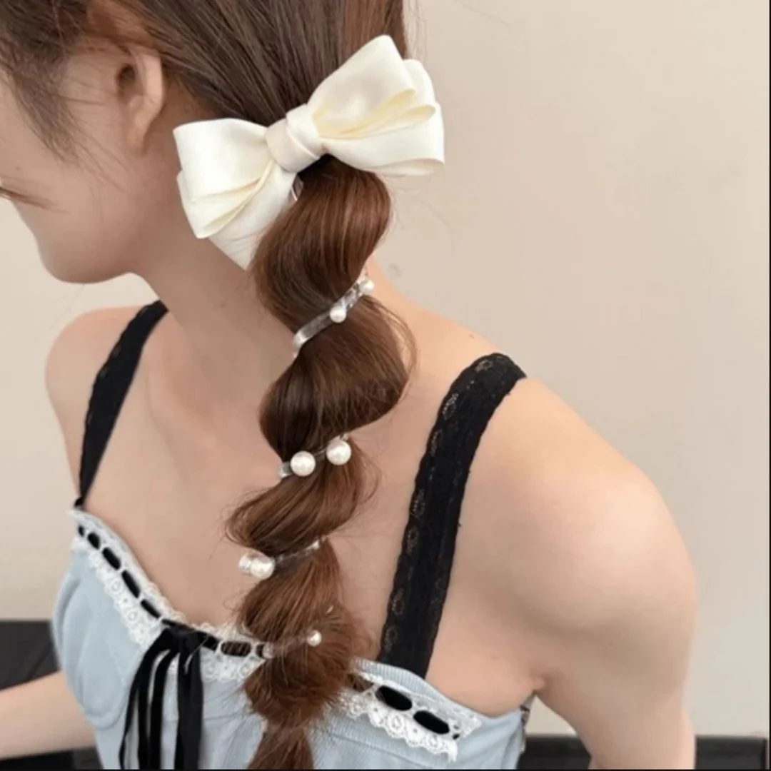 Bow n Glow Spiral Tie | Telephone Wire Clip with Satin Bow
