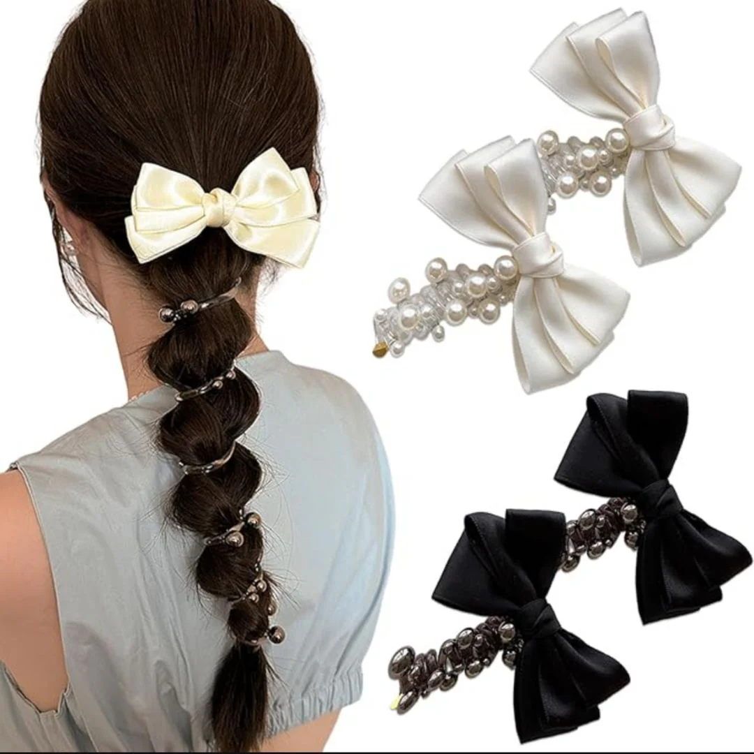 Bow n Glow Spiral Tie | Telephone Wire Clip with Satin Bow - Image 3