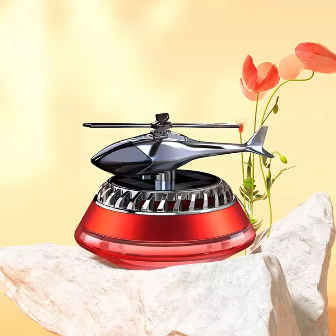 Solar-Powered Car Air Freshener with Rotating Helicopter Display - Image 2