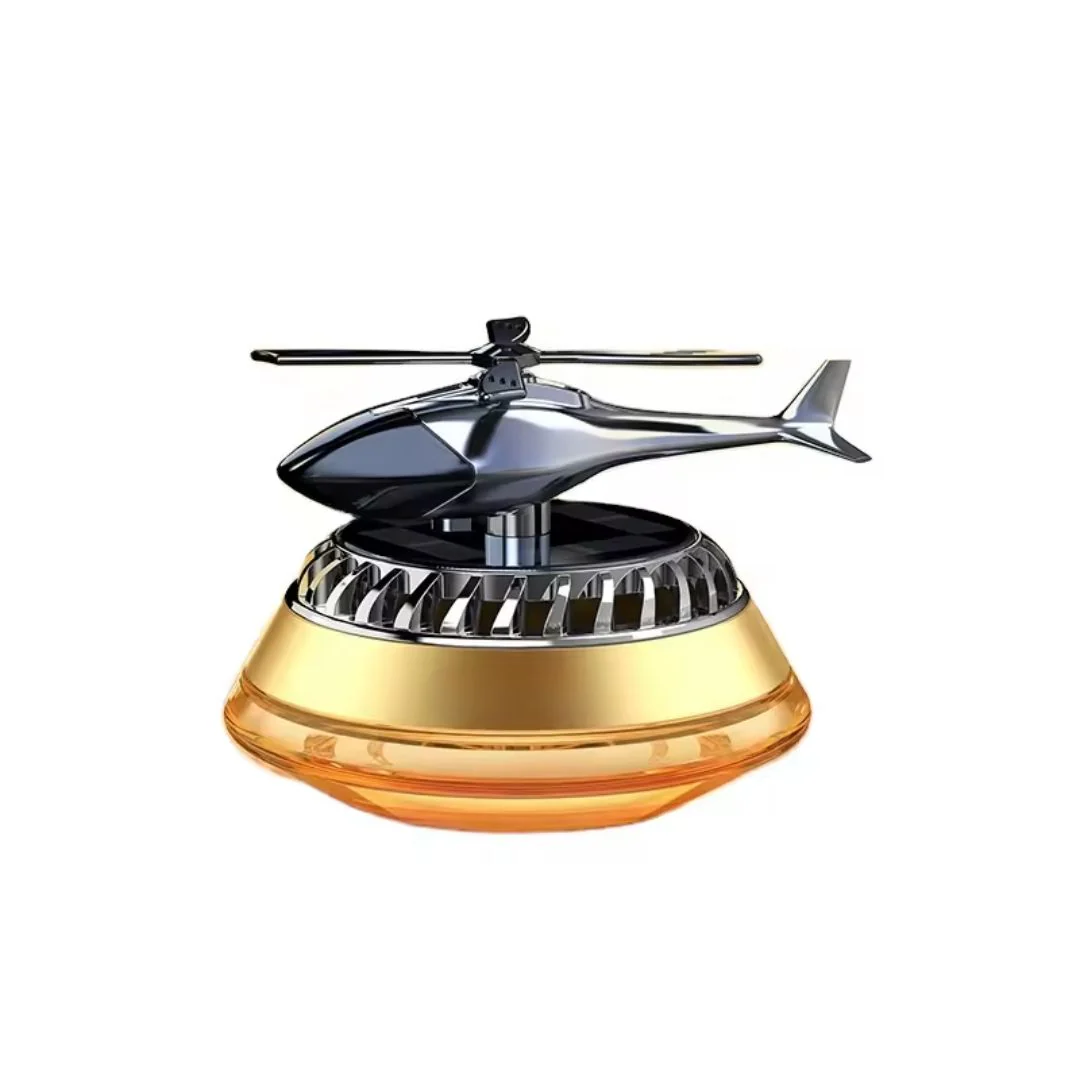 Solar-Powered Car Air Freshener with Rotating Helicopter Display - Image 4