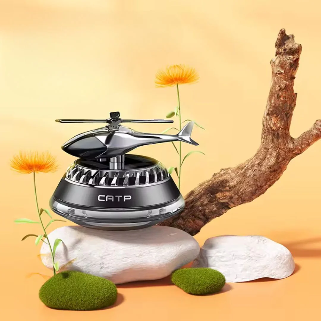 Solar-Powered Car Air Freshener with Rotating Helicopter Display - Image 5