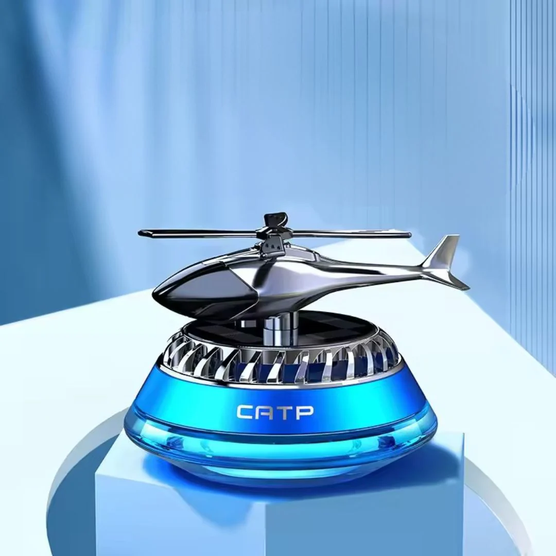 Solar-Powered Car Air Freshener with Rotating Helicopter Display - Image 6