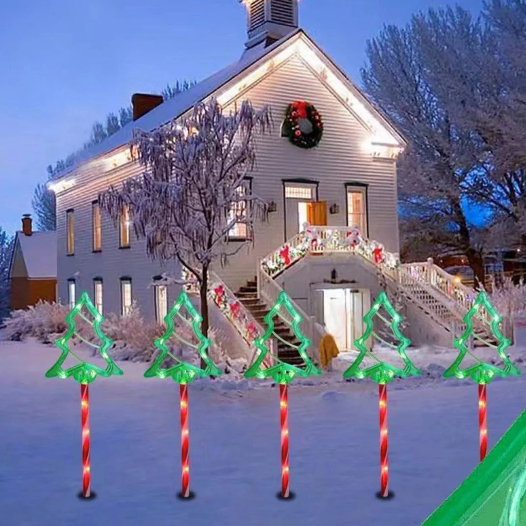 Solar Christmas Tree Pathway Lights – Outdoor LED Lawn Stakes