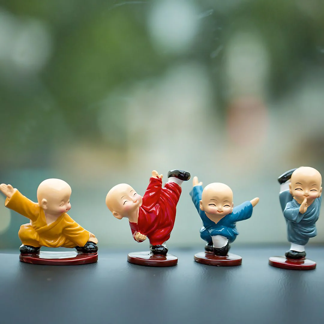 Colorful Kung Fu Monks | Set of 4 Monk Figurines in Playful Poses - Image 2