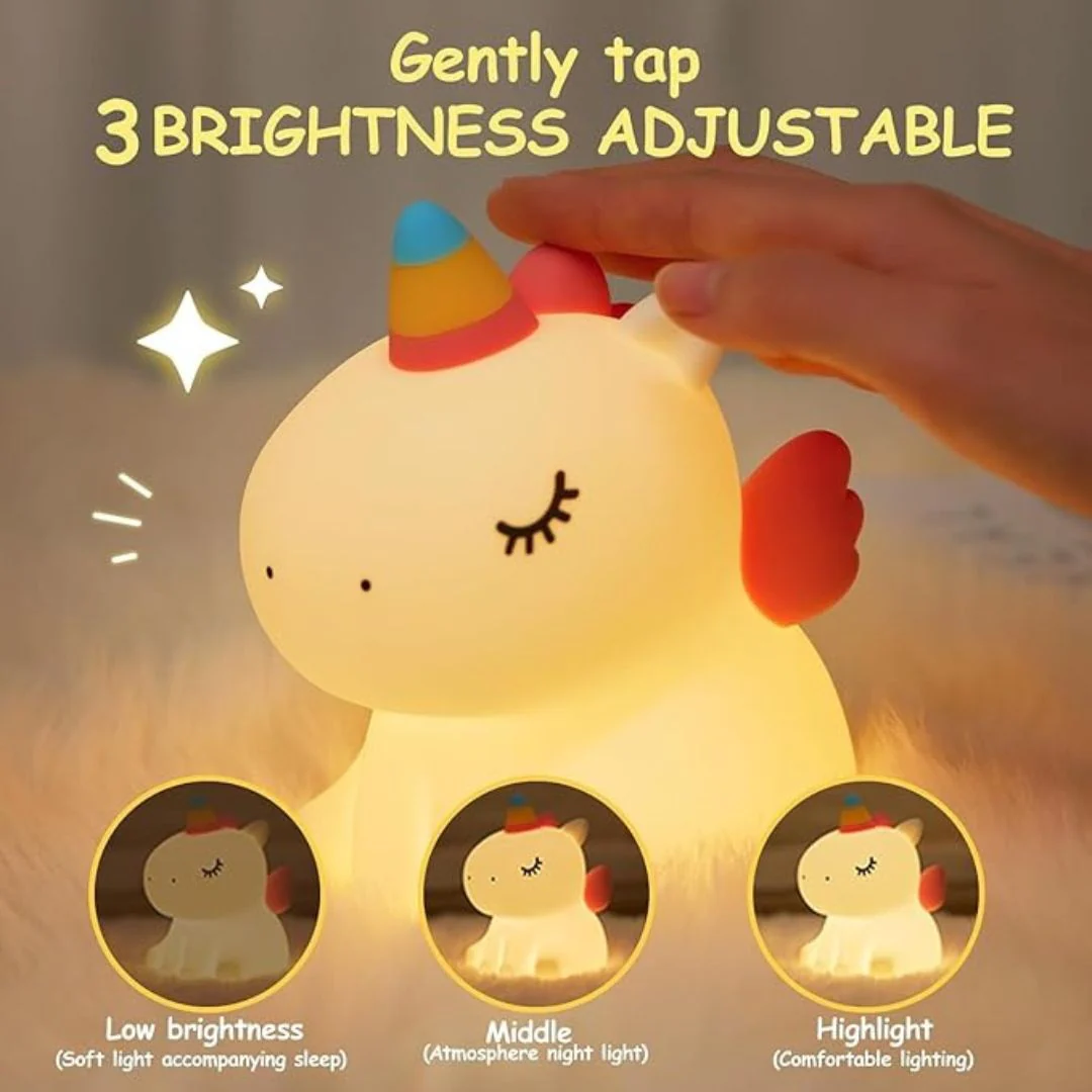 Colorful Unicorn Night Light – Rechargeable Touch Lamp for Kids - Image 3