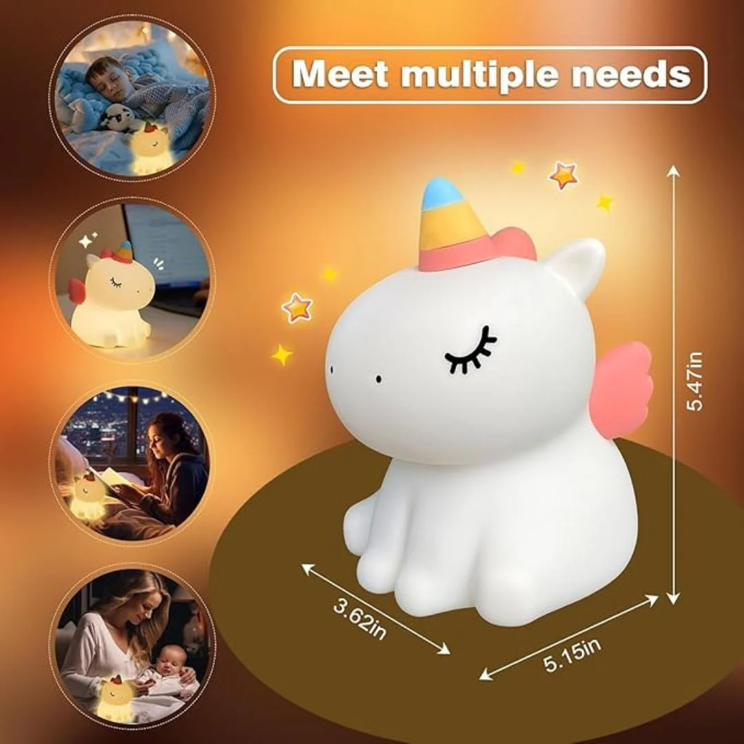 Colorful Unicorn Night Light – Rechargeable Touch Lamp for Kids - Image 4