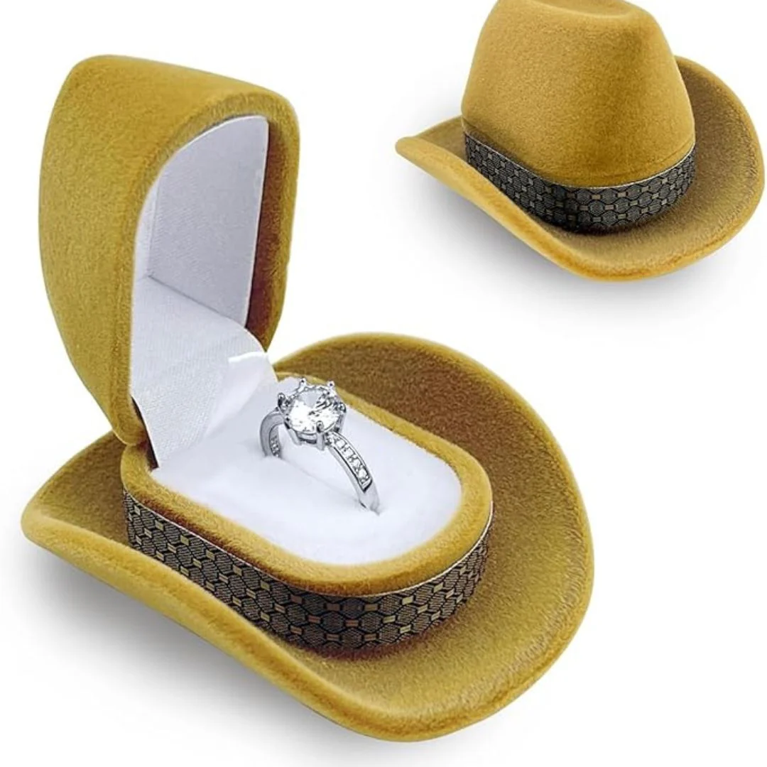 Cowboy Hat Velvet Ring Box – Add-On Only