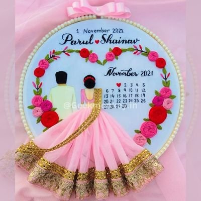 Custom Embroidered Hoop - Save the Date - Image 3
