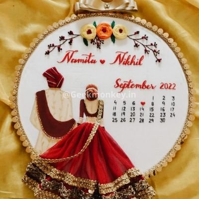 Custom Embroidered Hoop - Save the Date - Image 4