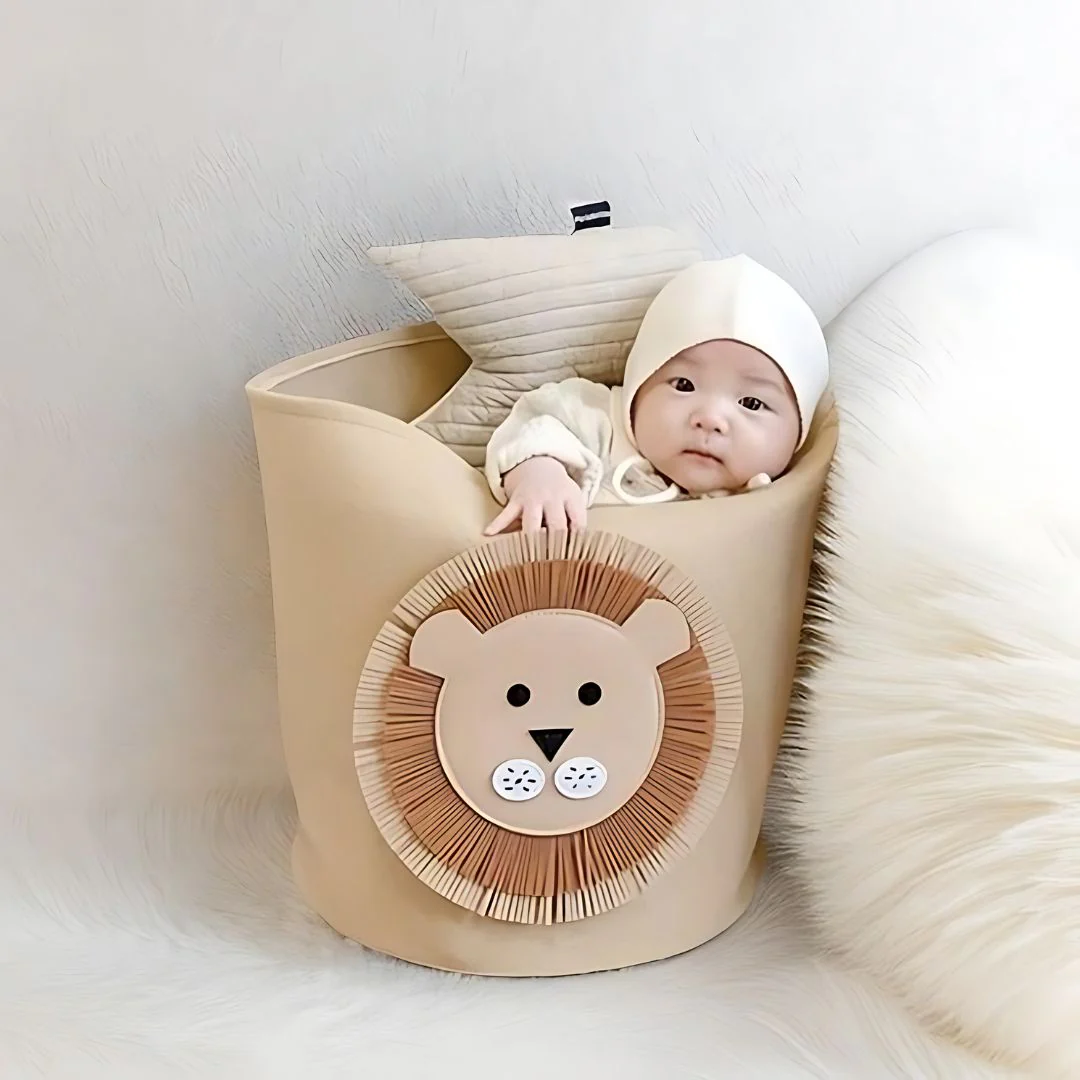 Cute Animal Laundry Basket | Felt Baskets for Kids Room - Image 5