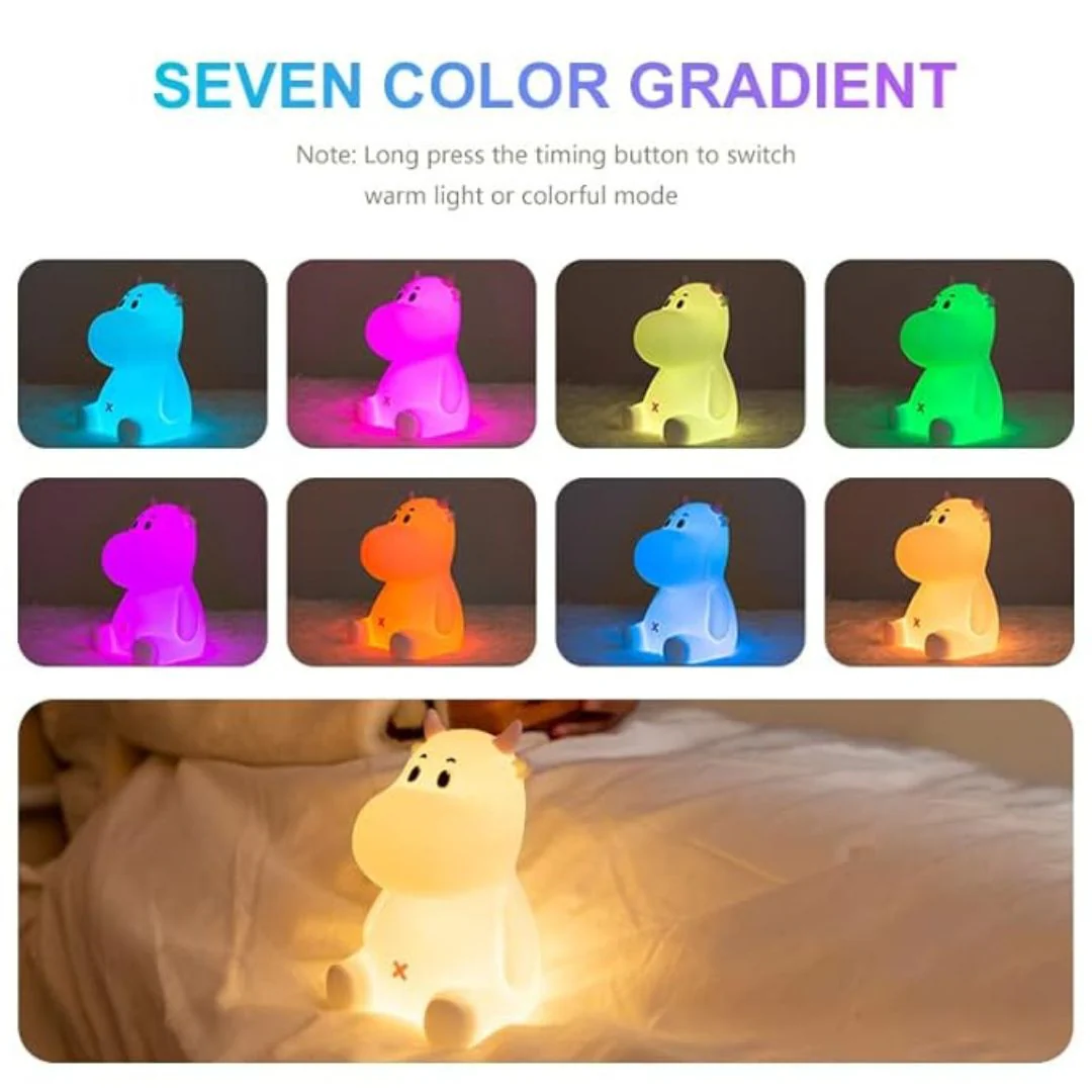 Cute Cow Silicone Lamp | Touch Operated, USB Chargeable Lamp - Image 3