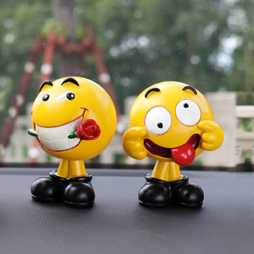Cute Emoji Desk Decor | PolyResin Emoticon Figurines for Car Dashboard - Image 3