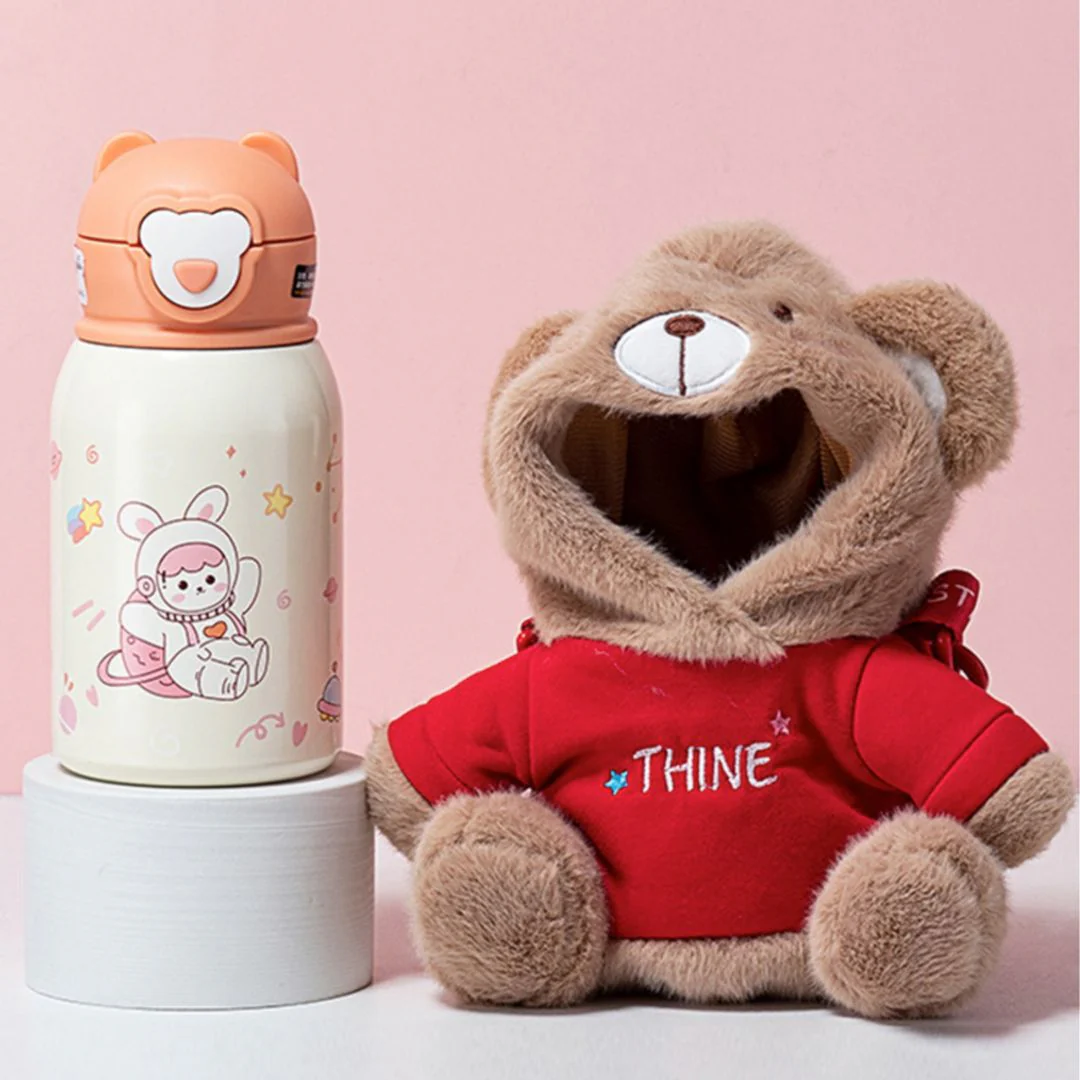Cute Kawaii Animals Bottle | Fancy Bottle with Fur Cover (500 ML) - Image 3