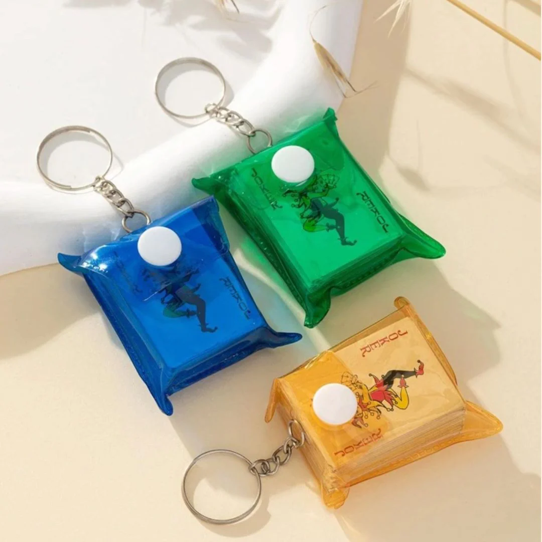 Cute Playing Cards Keychain  | 52 Poker Cards Mini Size [Random Color] - Single Keychain