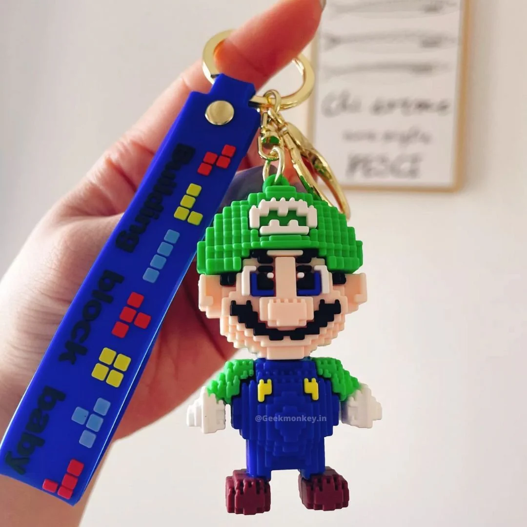 Cute Plumber Keychain - Building Block Style - Heavy 3D keychain - Image 3