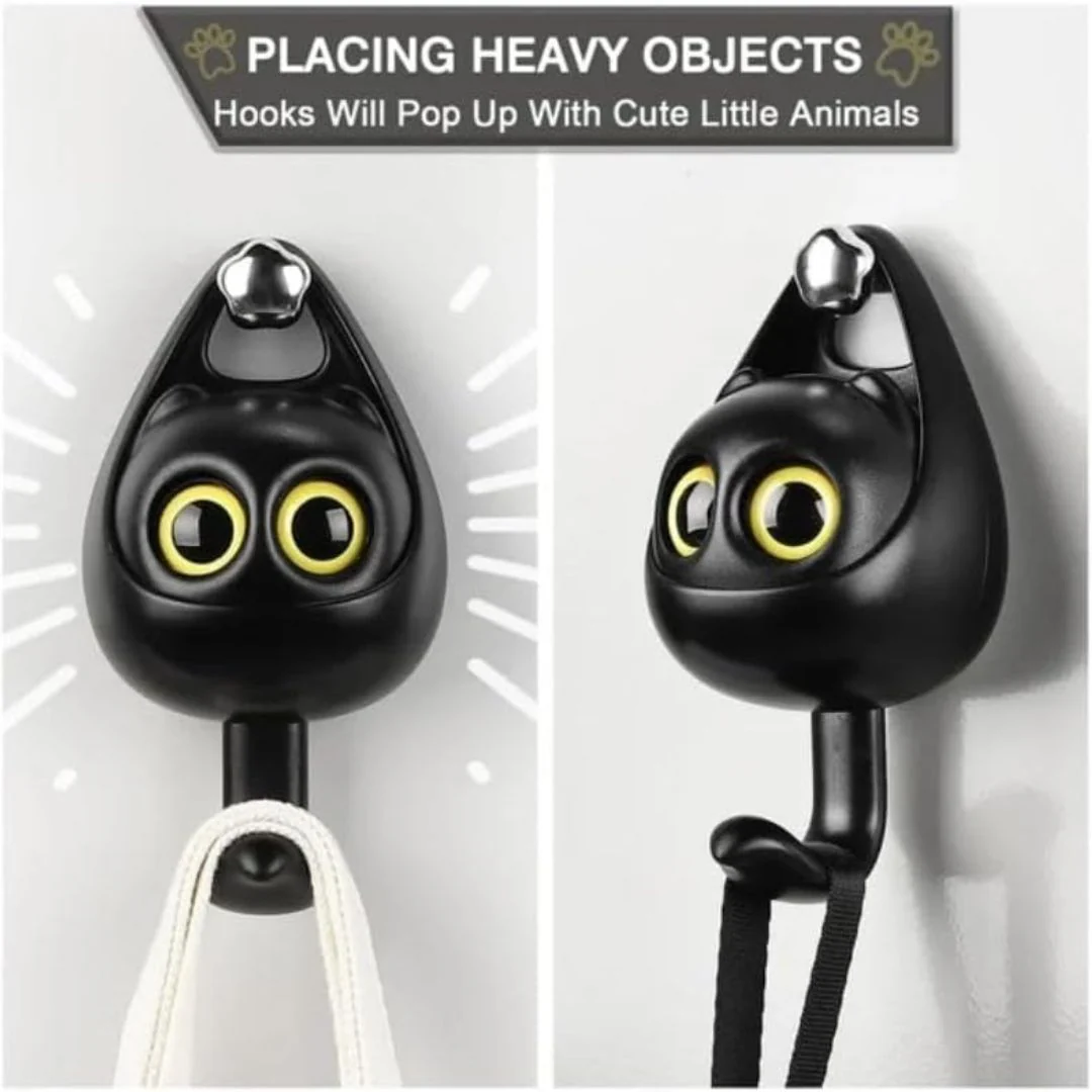 Cute Wink Cat Hooks | Wall Mounted Decoration Adhesive Wall Hook (Set of 2) - Image 2