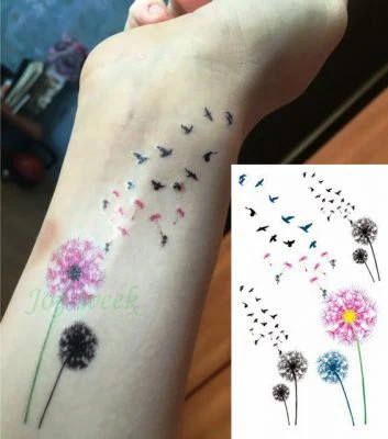 Dandelion with Flying Birds - Temporary Body Tattoo - Image 3