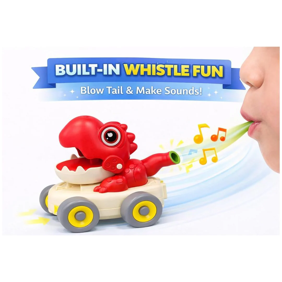 Dinosaur Press & Go Car Toy Set (3+) | Magnetic Detachable Mini Dinos, Whistle Function - Image 4