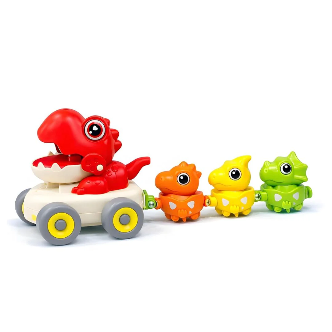 Dinosaur Press & Go Car Toy Set (3+) | Magnetic Detachable Mini Dinos, Whistle Function - Image 5