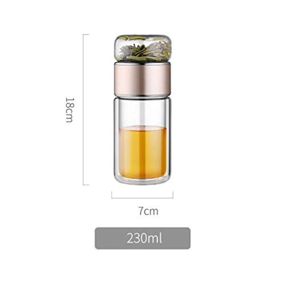 Double Wall Glass Tea Infuser Bottle With Stainless Steel Strainer - Image 5