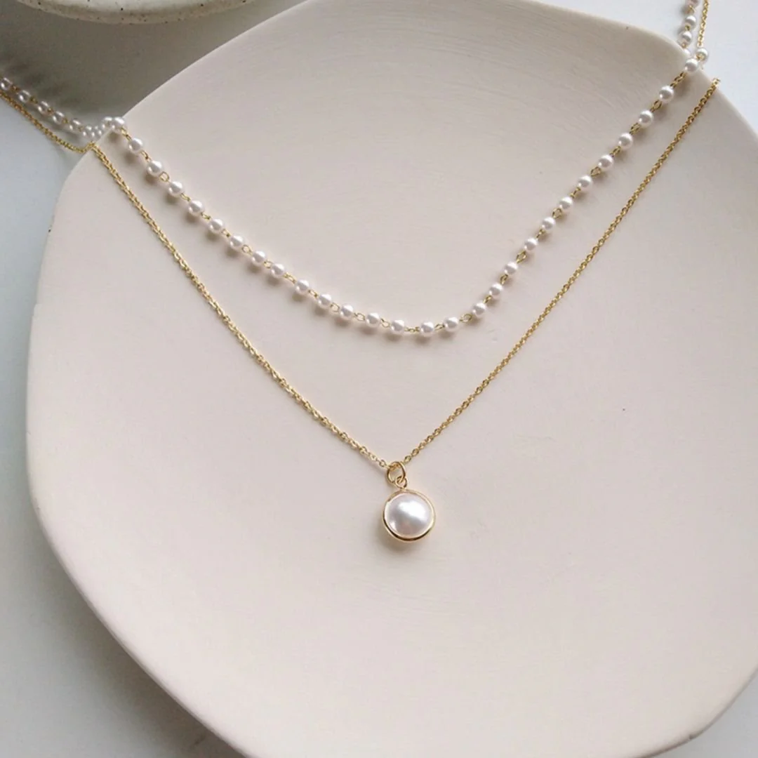 Elegant Dual Layer Pearl Necklace | The Pearly Affair Petite Necklace - Image 2