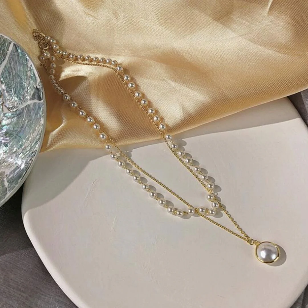 Elegant Dual Layer Pearl Necklace | The Pearly Affair Petite Necklace - Image 3