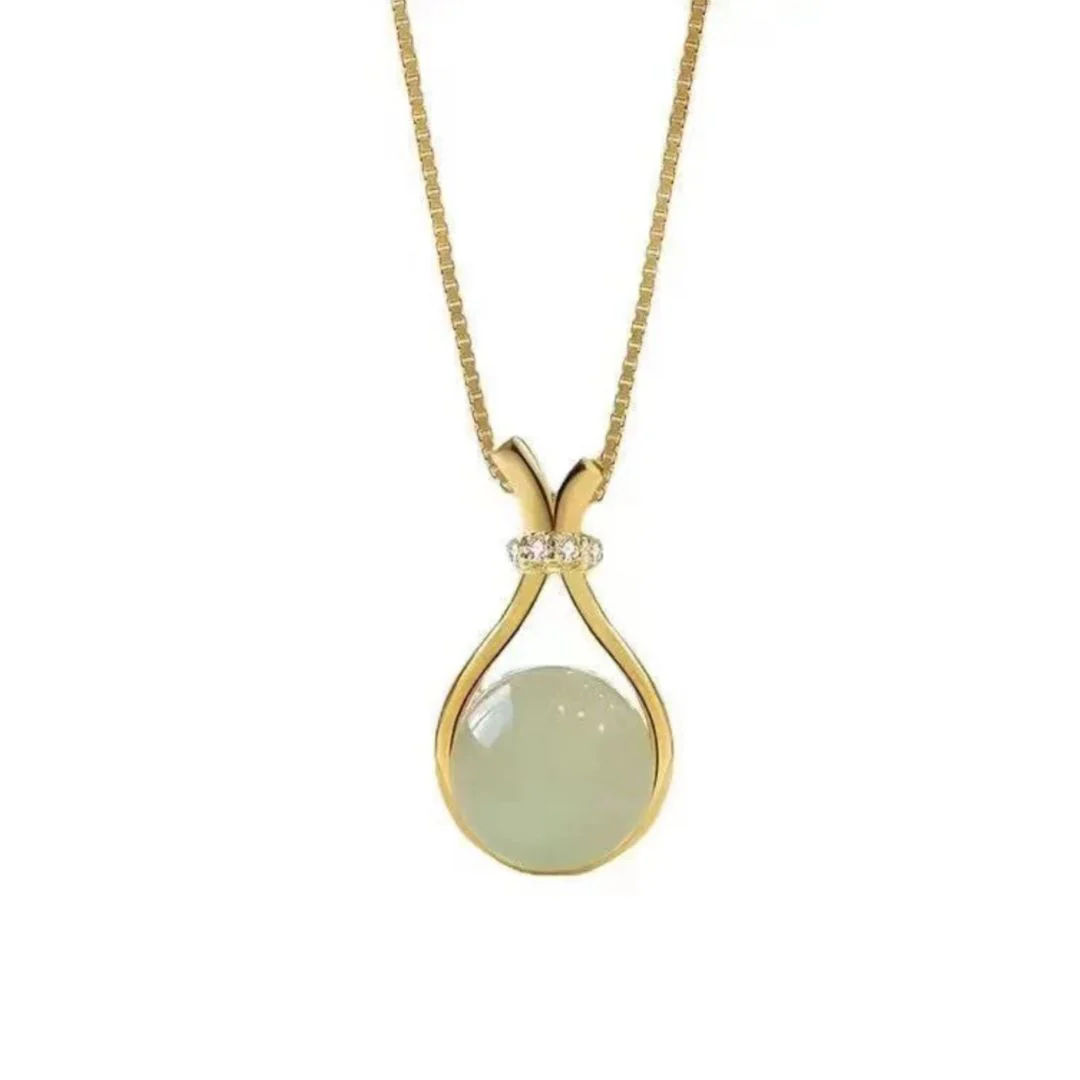 Elegant Teardrop Pendant Necklace – Jade Color Charm - Image 3
