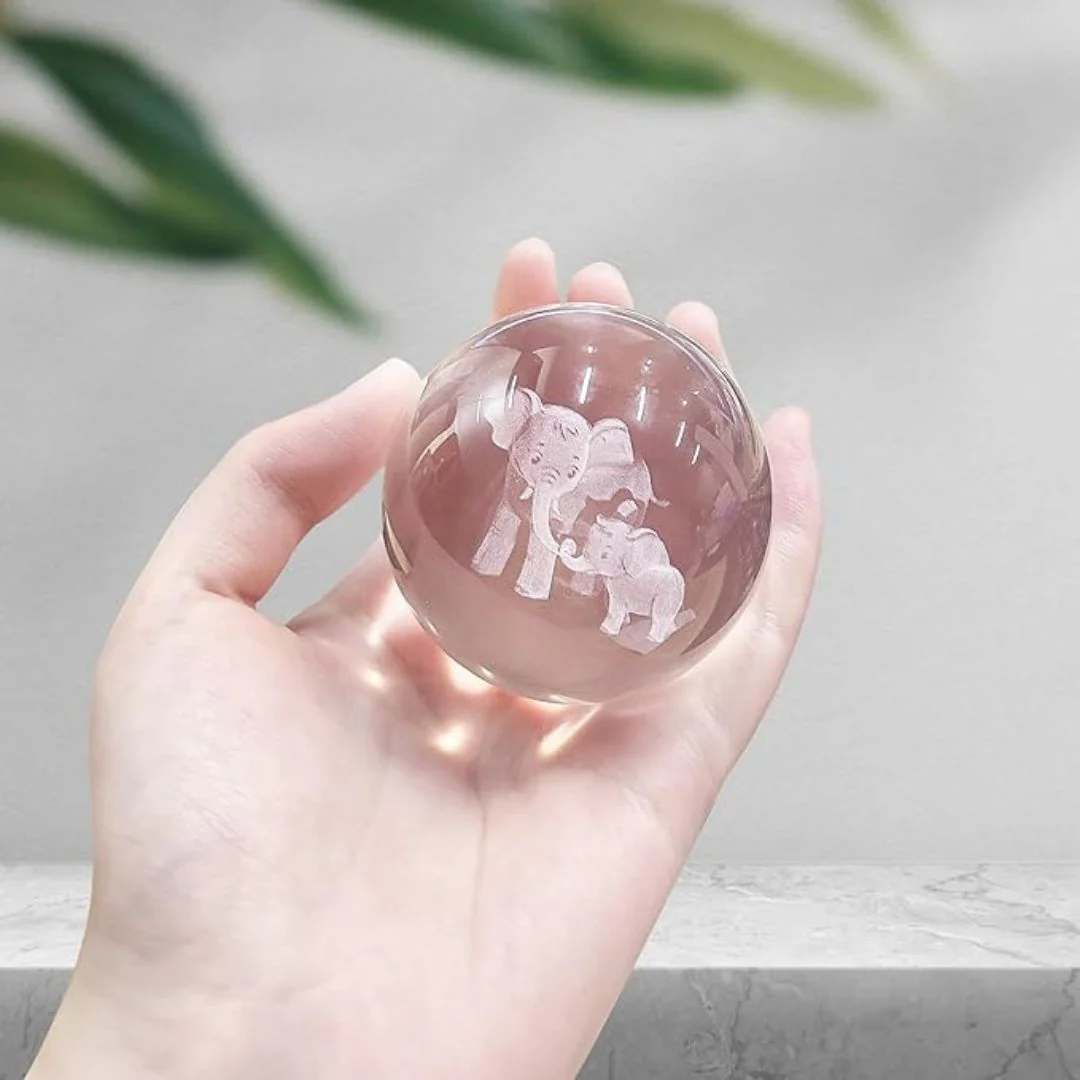 Elephant n Baby Crystal Lamp – Heartwarming 3D LED Night Light - Image 3