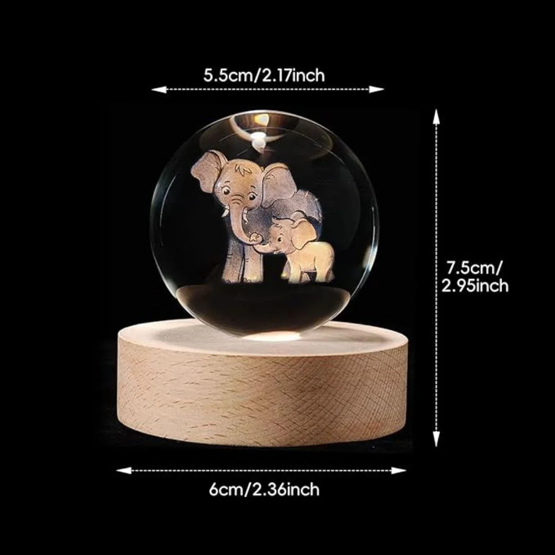 Elephant n Baby Crystal Lamp – Heartwarming 3D LED Night Light - Image 4