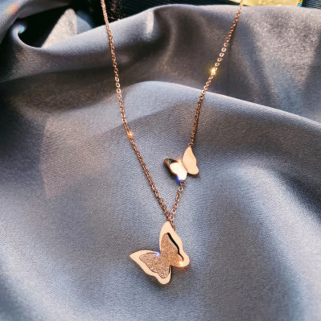 Ella 3D Butterflies Necklace | Butterfly Charms Gold Color Necklace - Image 4